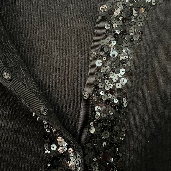 Club Monaco Black Sequin Sweater Cardigan Size XS - Picture 3 of 4